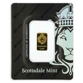 FACTORY SEALED SCOTTSDALE MINT 2 GRAM .9999 PURE GOLD LION BULLION BAR     Other Notes: Kotler's