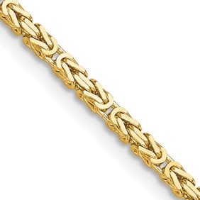 14K YELLOW GOLD 2.15MM BYZANTINE CHAIN NECKLACE, LOBSTER CLASP, 18 In     A Stunning Solid 14K