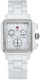 MICHELE MWW06F000002 DECO DIAMOND WHITE CERAMIC WATCH    An Outstanding Michele Deco Diamond White