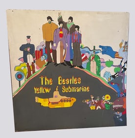 THE BEATLES YELLOW SUBMARINE UNSIGNED PAINTING ACRYLIC On MASONITE SIGN     Beatles Yellow