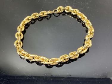 CHUNKY LARGE CHAIN LINK 14K YELLOW GOLD CHOKER NECKLACE 103.5 Gr.      DETAILS:   - MARKED:  14K