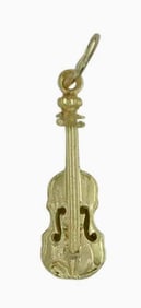 VINTAGE 14K YELLOW GOLD VIOLIN / VIOLA PENDANT CHARM    Vintage 14K Yellow Gold Violin / Viola