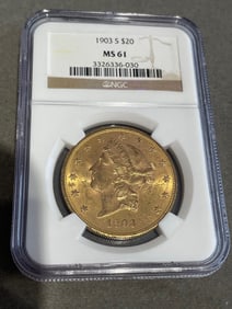 1903 S $20 LIBERTY DOUBLE EAGLE NGC MS61 US GOLD COIN GRADED     Other Notes: Kotler's Auction