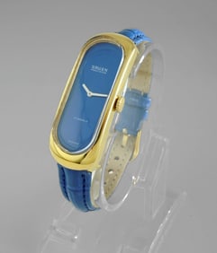 ELONGATED ELGIN PRECISION SWISS COBALT BLUE WATCH    A Stunning Lady's Elgin Precision Swiss
