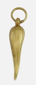 SATIN FINISH 14K YELLOW GOLD ITALIAN HORN PEPPER PENDANT CHARM   Satin Finish 14K Yellow Gold