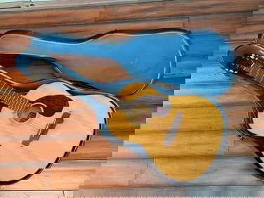 YAMAHA FG-75 FLATTOP GUITAR WITH RARE NIPPON GAKKI JAPANESE RED LABEL HARD CASE & ORIGINAL 1970'S