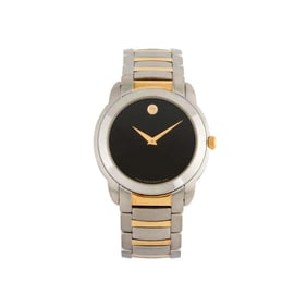MENS TWO TONE MOVADO JURO 81 G2 1852 STATEMENT WATCH IN STAINLESS STEEL SWISS QUARTZ With a water
