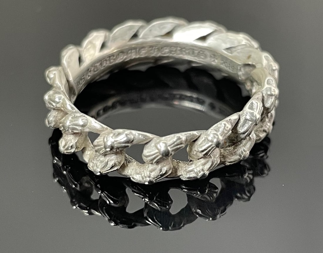 RARE SILVER CHROME HEARTS ACCENTED CHAIN LINK RING    With Fine Lines and Super Detail This (1 of 7)