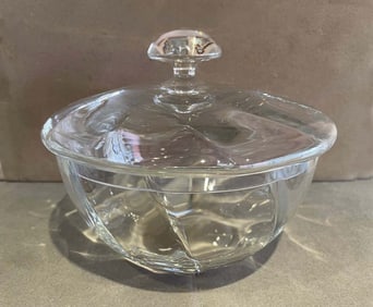 TIFFANY & Co. SPIRAL TWISTED COVERED CRYSTAL CANDY BOWL OR NUT BOWL DISH   With superb lines