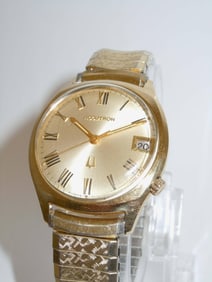 MENS 14K GOLD FILLED ACCUTRON 2181 PIE-PAN DIAL WATCH Mens 14K Gold Filled Accutron 2181 Calendar