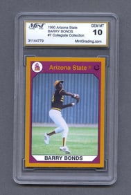 BARRY BONDS #7 ARIZONA STATE SUN DEVILS 1990 COLLEGIATE COLLECTION GEM MINT 10 TRADING CARD    -