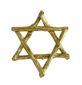 A LARGE 14KT GOLD BARK FINISH JEWISH STAR MAGEN DAVID PENDANT     Marked, ''14K'' this high relief