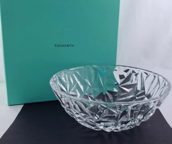 TIFFANY & Co. ROCK CUT CRYSTAL BOWL 9in Made in Germany. Would make a great gift or addition to
