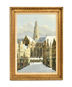 JACOBUS LAMBERTUS DISPO, SR OIL PAINTING DUTCH STREET Jacobus Lambertus Dispo, Sr Dutch,