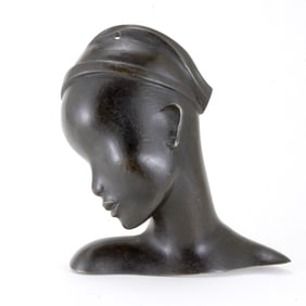 FRANZ HAGENAUER (AUSTRIAN, 1906-1987) AFRICAN NUBIAN In PROFILE BRONZE BUST   Franz Hagenauer
