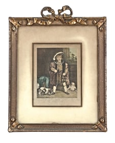 AFTER JOSHUA REYNOLDS (1723 - 1792) MEZZOTINT YOUNG KING w/ DOGS Signed in pencil lower right