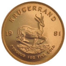 1981 1OZ GOLD KRUGERRAND BULLION COIN  BACKGROUND:  The South African 1 oz Gold Krugerrand is
