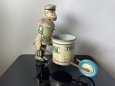 MARX TIDY TIM WALKER TIN LITHO WINDUP TOY SANITATION MAN Made in USA by Marx. 1930's Tin Litho