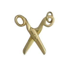 10Kt YELLOW GOLD MOVABLE 3D SCISSORS CHARM PENDANT BARBER HAIR SALON STYLIST    An outstanding