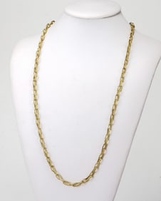 VINTAGE 18K YELLOW GOLD BRAIDED ROPE FINISH WIDE CHAIN LINK NECKLACE 73.3 Gr. A stunning vintage