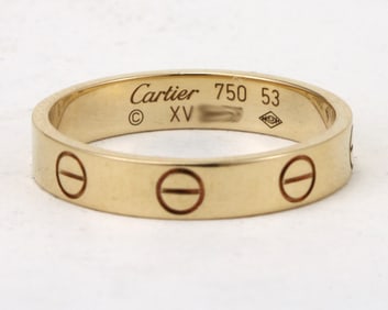 AUTHENTIC 18KT YELLOW GOLD 3.5MM CARTIER ''LOVE'' RING SZ: 53 W BOX & PAPERS 18kt Yellow Gold