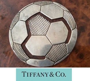 TIFFANY & Co. STERLING SILVER FOOTBALL / SOCCER BALL MONEY CLIP HOLDER   An Outstanding Tiffany &