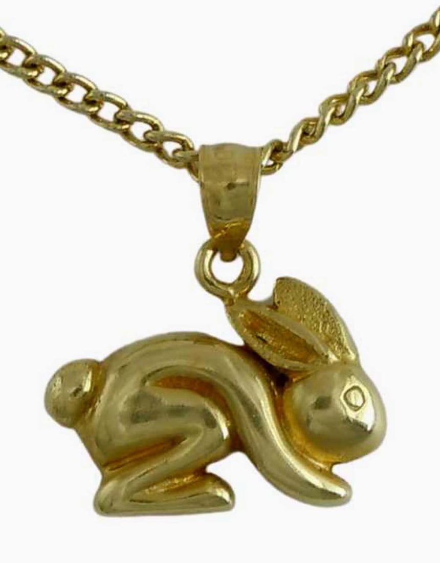 14K GOLD 3D BABY BUNNY RABBIT PENDANT CHARM  DETAILS:   - MARKED: 14K  - SIZE: 3/4 In. Height (with (1 of 4)