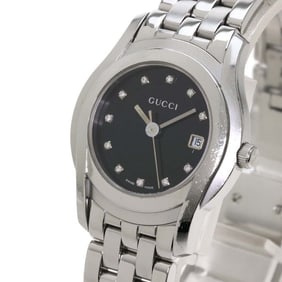 LADIES STAINLESS GUCCI 5500L 11P DIAMOND STATEMENT WATCH   With a Swiss quartz movement, snap back