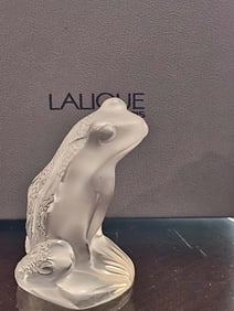 RAINETTE FROG CLEAR FIGURINE 30220 BY LALIQUE | MADE IN FRANCE BOXED   Vintage Lalique Frosted