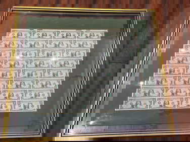 1981 UNCUT SHEET $1 ONE DOLLAR BILL, PROFESSIONALLY MATTED & FRAMED   Professionally Matted &