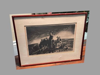 JOHN EDWARD COSTIGAN 'WORKERS OF THE SOIL' ETCHING John Edward Costigan American, 1888-1972: JOHN EDWARD COSTIGAN 'WORKERS OF THE SOIL' ETCHING John Edward Costigan American, 1888-1972 Workers of the Soil Etching on hand woven paper Signed: J. E. Costigan N.A. (lr) Titled: Workers of the So