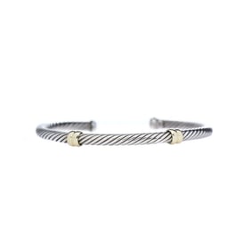 DAVID YURMAN STERLING SILVER 18K YELLOW GOLD 4mm DOUBLE STATION CABLE BRACELET   Marked, ''(C) D.Y.