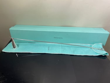 TIFFANY & Co. ELSA PERETTI STERLING SILVER CANDLE SNUFFER, MID-CENTURY MODERN w/ BOX 17 in.    -