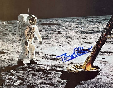 SIGNED BUZZ ALDRIN WALK ON THE MOON LUNAR MODULE NASA PHOTO AUTOGRAPH   This Buzz Aldrin walk on