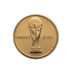 1994-W GOLD $5 COMMEM WORLD CUP BU COIN (w/Box & COA)