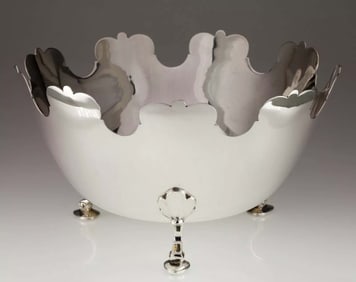 TIFFANY MAKERS STERLING SILVER MONTEITH CENTERPIECE FOOTED BOWL   Mid 20th C., Marked, ''TIFFANY &
