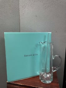 TIFFANY & Co. CRYSTAL MARTINI PITCHER & COCKTAIL STIRRER w/ BOX   Signed TIFFANY & Co, comes with