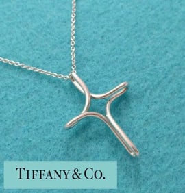LARGE ELSA PERETTI TIFFANY & Co. STERLING SILVER INFINITY LARGE CROSS PENDANT NECKLACE   Marked