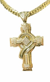 MASSIVE ICED OUT 14K YELLOW GOLD 6.85CTTW DIAMOND PENDANT CROSS 48 GRAMS   Marked ''14K'', nice
