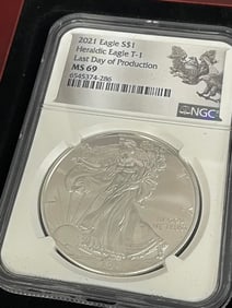 2021 AMERICAN SILVER HERALDIC EAGLE - NGC MS69 LAST DAY OF PRODUCTION BRADFORD EXHANGE COA w/