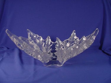 LALIQUE FRANCE Lrg CHAMPS ELYSEES LEAF CENTERPIECE BOWL   Champs Elysees crystal bowl signed