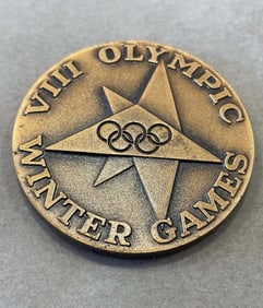 1960 USA WINTER OLYMPIC PARTICIPANT BRONZE MEDAL By HERFF JONES   Participation medal issued for