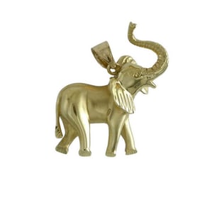 14Kt GOLD TRUNK UP GOOD LUCK ELEPHANT CHARM PENDANT 14K SATIN & POLISHED FINISH    An outstanding