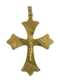 3D ENGRAVED 18K YELLOW GOLD BODY OF CHRIST CRUCIFIX CROSS PENDANT   Marked, ''18k'', high relief