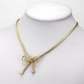 ITALIAN 18K YELLOW GOLD WHEAT CHAIN RIBBON CHOKER NECKLACE MARKED 750 ITALY 9.7 Grams    A Stunning
