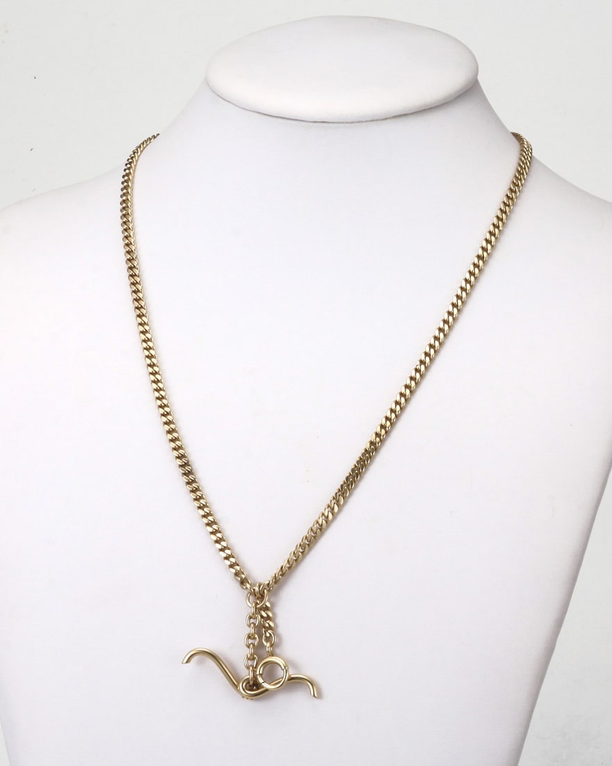 EDWARDIAN ERA SOLID 14Kt GOLD DOUBLE ALBERT POCKET WATCH FOB CHAIN MARKED JC & H 14k 1916, 44.9 (1 of 10)