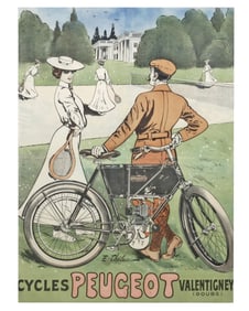 1897 E. THELEM (ERNEST BARTHELEMY LEM, 1869-1930) CYCLES PEUGEOT POSTER   CYCLES PEUGEOT. Circa