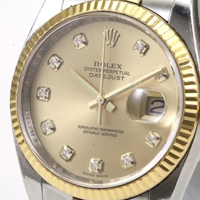 ROLEX DATEJUST 116233 18KT GOLD & SS ''SUNBURST CHAMPAGNE DIAL'' FACTORY DIAMONDS w/ BOX   DETAILS:
