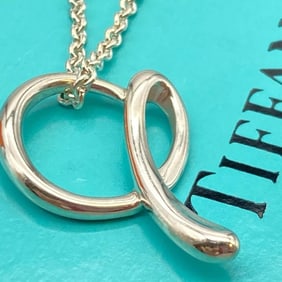 ELSA PERETTI TIFFANY & CO. INITIAL LETTER A PENDANT SILVER NECKLACE  w/ BOX POUCH   Marked,