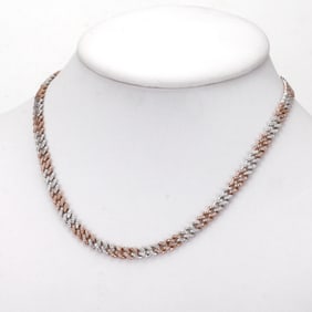 ICED OUT 7.23CTTW DIAMOND 10K ROSE (PINK) & WHITE GOLD CUBAN LINK CHOKER NECKLACE ? 27.3 GRAMS   A